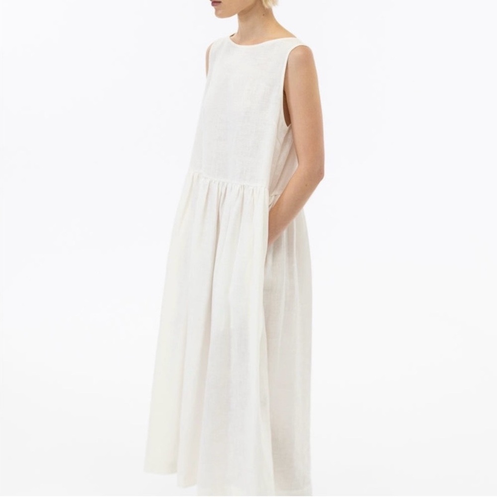 White Linen Midi Dress